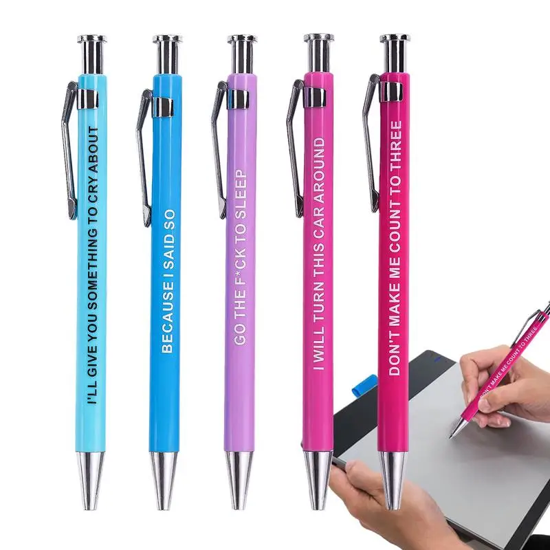 Вдохновляющие подарки Ручки 5шт Стилус с сенсорным экраном Snarky, Ободряющие мотивационные цитаты, шариковая ручка, стилус с черными чернилами, ручка