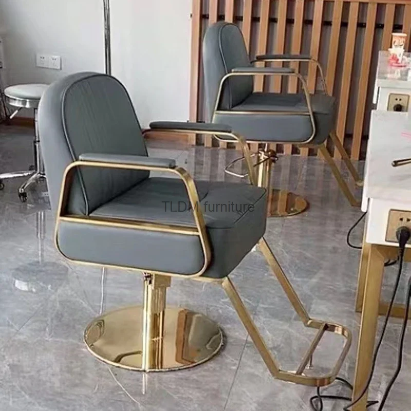 Педикюрное Эстетическое Парикмахерское Кресло Поворотные Салоны Роскошное Кожаное Золотое Парикмахерское Кресло Вращающееся Оборудование Krzeslo Barber Equipment MQ50BC