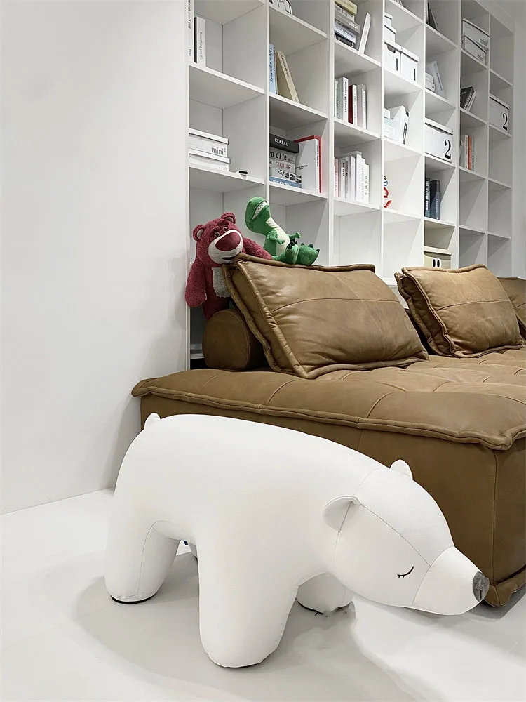 Креативный Табурет с белым полярным медведем в виде животного, Минималистичный Современный Табурет для переодевания обуви в гостиной, Забавная мебель Для украшения дома
