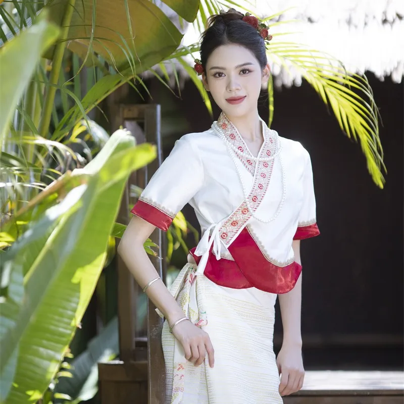 2024 таиланд, Малайзия, традиционная одежда, винтажное платье, фестивальная одежда, танцевальный комплект, женское ретро-тайское платье, комплект