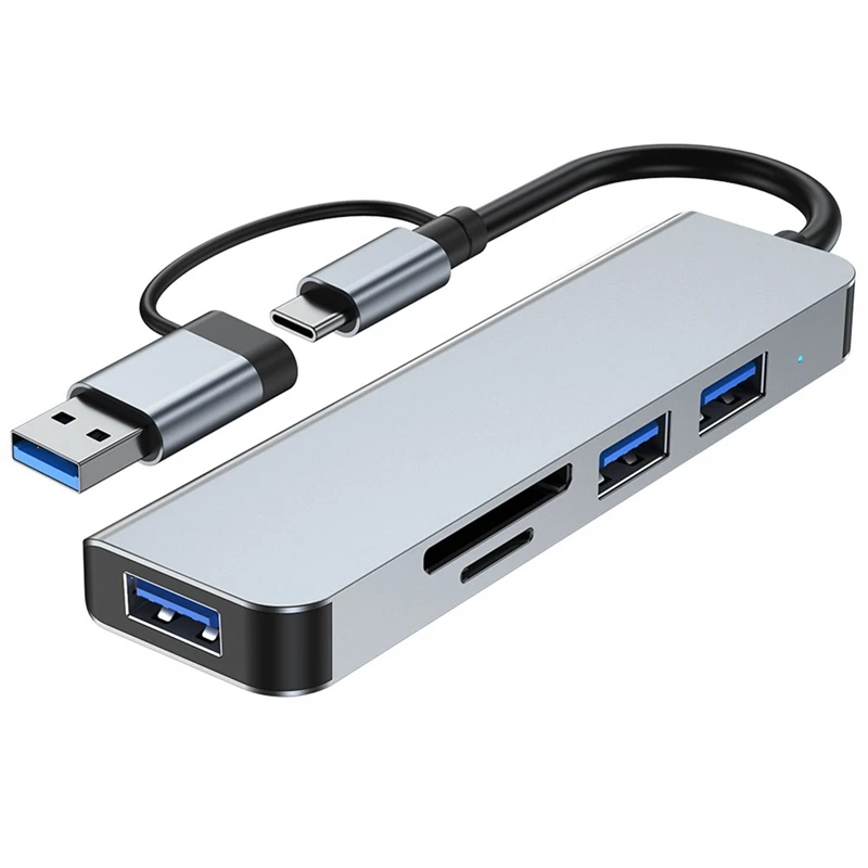 5 Портов 2-В-1 USB 2.0 КОНЦЕНТРАТОР Type-C Адаптер USB3.0 + USB2.0 + SD + TF Многопортовый USB-Разветвитель-Расширитель Для ПК