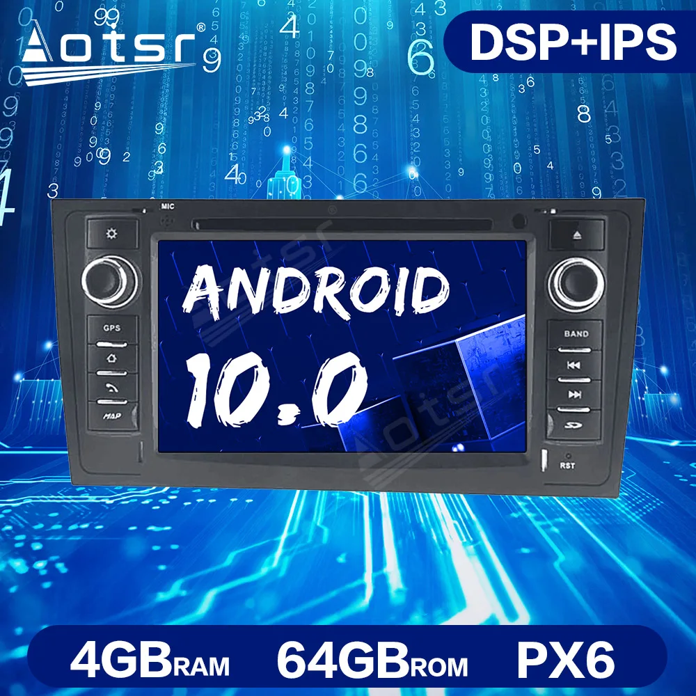 Android 10,0 PX6 4 ГБ + 64 ГБ DSP Автомобильный GPS Навигация для Audi A6 4B C5 1997-2005 Авто Стерео Мультимедиа Радио DVD-Плеер Головное Устройство