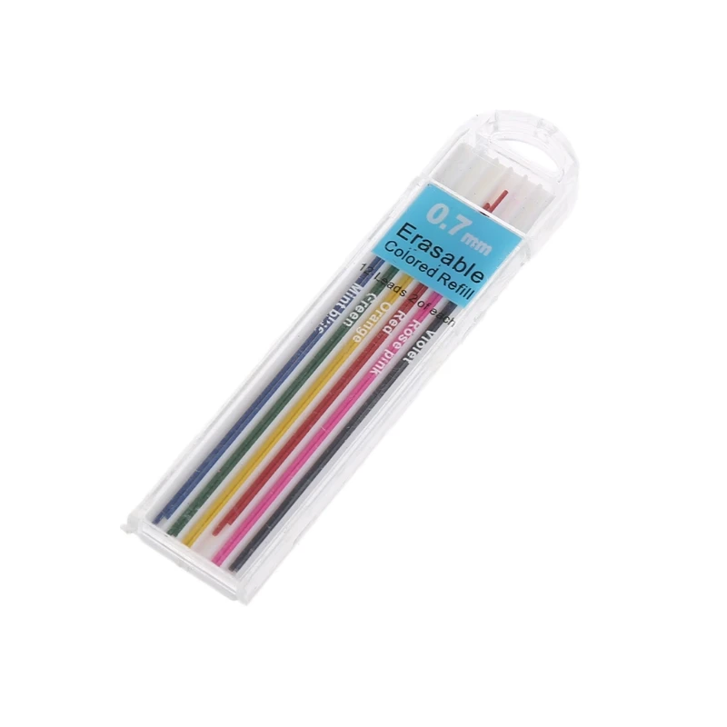 1 коробка 0,7 мм Цветной механический карандаш, сменный грифель, Стираемый Студенческий стационарный
