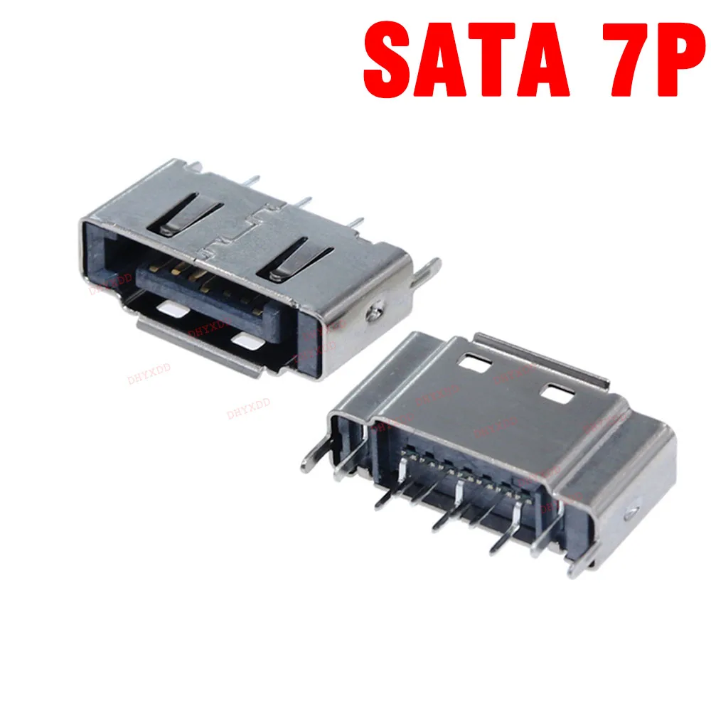 Разъем SATA 7Pin с гнездовой розеткой, вертикальный прямой штыревой разъем, интерфейс жесткого диска ноутбука с экранированным железным корпусом SATA 7P
