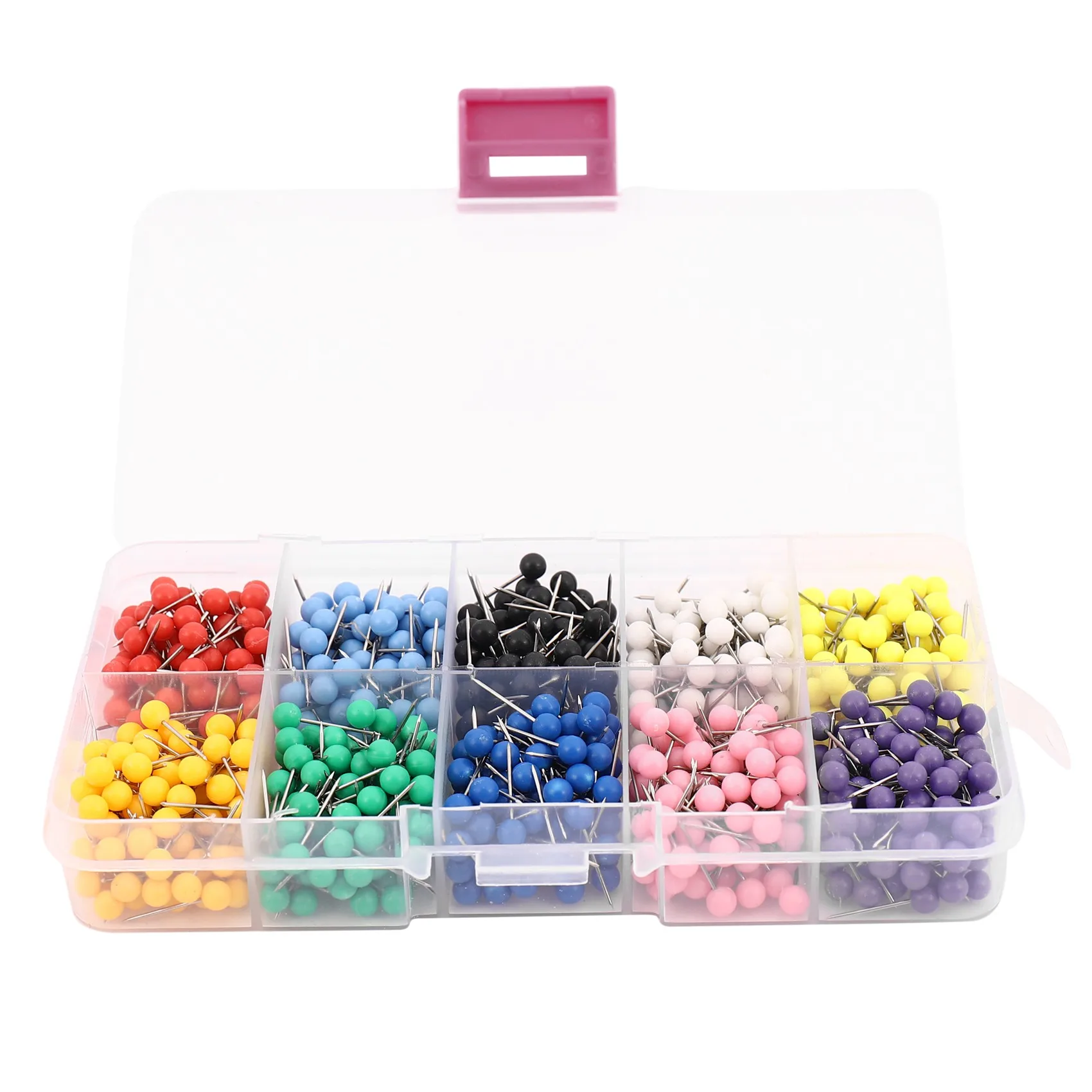 1000 штук 1/8-дюймовых картографических кнопок с пластиковыми круглыми головками и стальными наконечниками для игл 10 цветов (каждого цвета по 100 шт.)