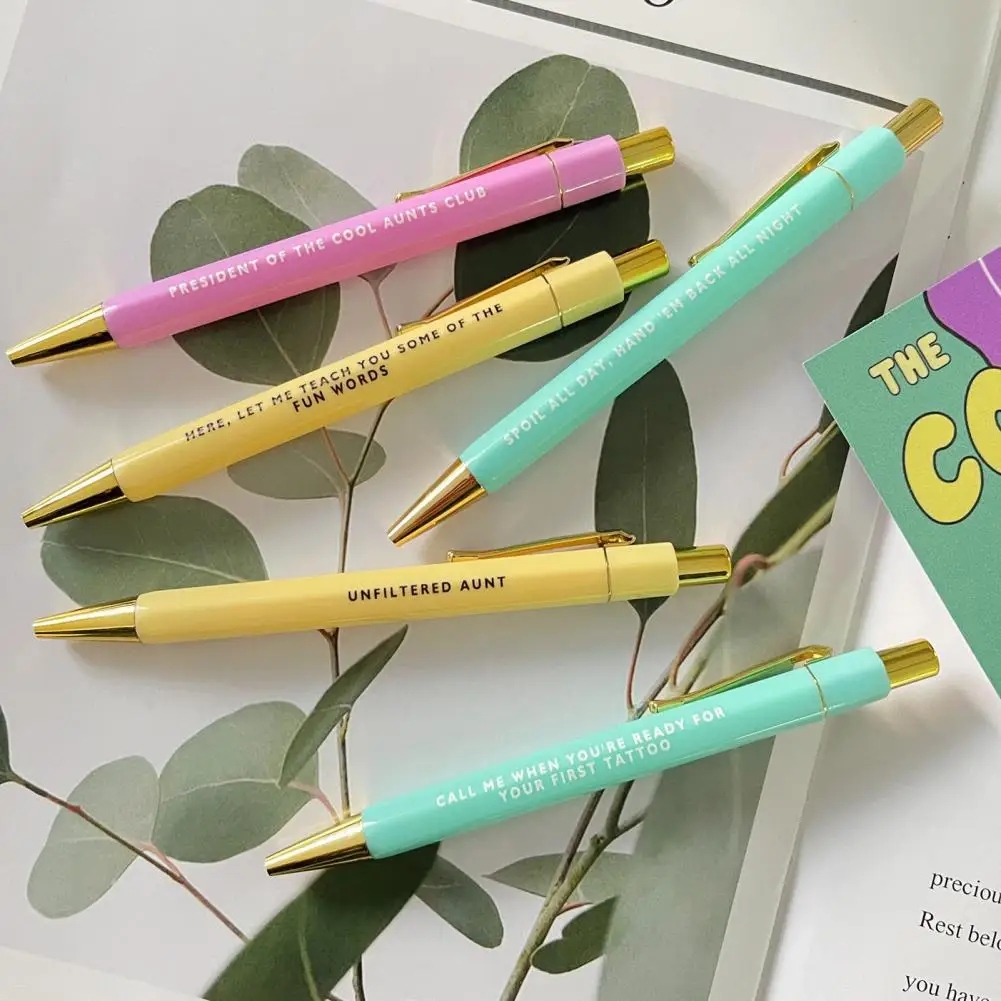 Ручка для подписи 5шт Выдвижных шариковых ручек для быстросохнущего гладкого письма Забавные ручки для домашнего школьного офиса для рисования подписей