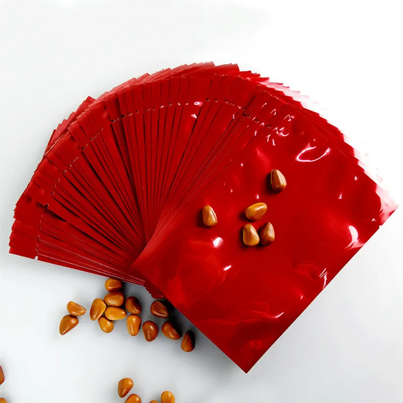 Размер: 12 * 18 см Алюминиевый Простой Карманный Красный Термосвариваемый пакет из алюминиевой фольги для упаковки жидких продуктов Вакуумные пакеты из фольги