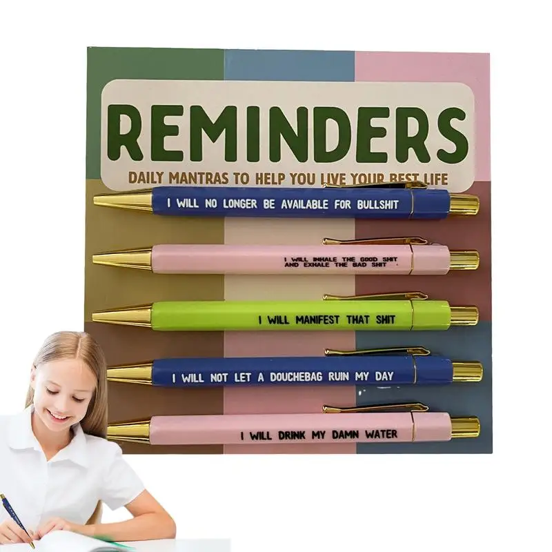 Набор мотивационных ручек 5шт, ручка для мотивационных сообщений, Необычные ручки с мотивационными цитатами, Разнообразные забавные ручки на каждый день для учительской ручки