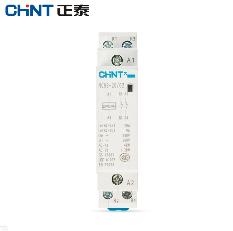 Модульный бытовой контактор переменного тока CHINT CHNT NCH8-20 220V 230V AC 20A 1NO 1NC 2NO 2NC