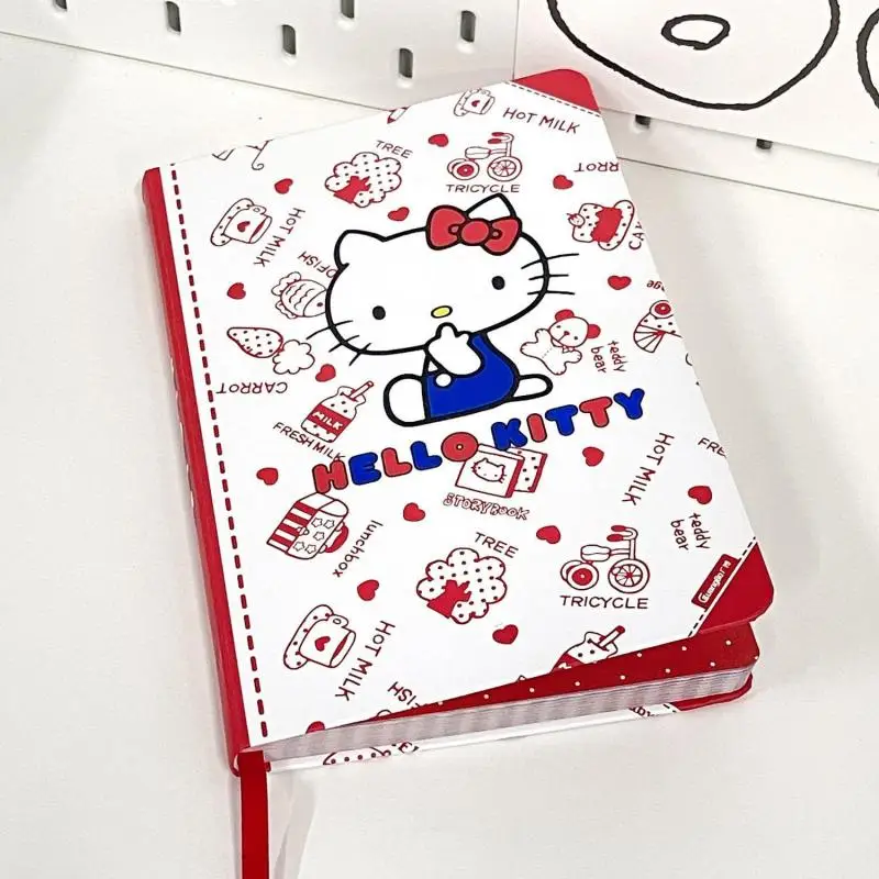 Sanrio Kawaii Блокнот Мультфильм Hello Kitty Девочка Цвет Сердца Страница Твердая оболочка Беспроводная Клейкая печать Студенческий Блокнот Детский Подарок