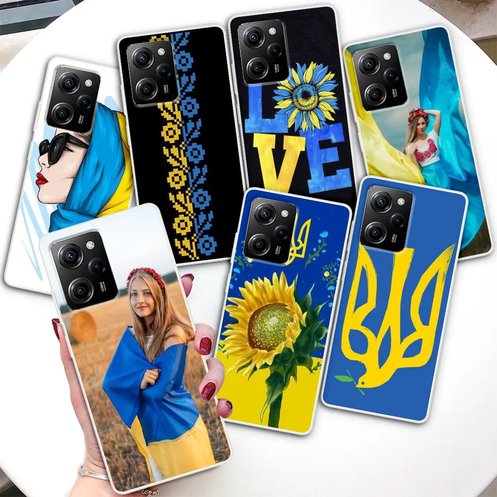 Чехол с изображением Девушки с Флагом Украины для Xiaomi Poco X5 X3 NFC M4 X4 Pro 5G Чехлы Для телефонов M3 F3 F2 M2 Pocophone F1 Силиконовый Прозрачный Чехол