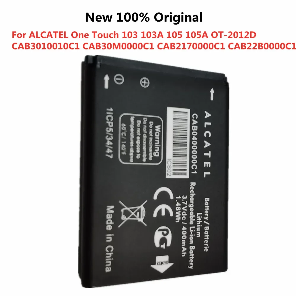 Новый Высококачественный Аккумулятор Мобильного Телефона CAB0400000C1 Для ALCATEL One Touch 103 103A 105 105A OT-2012D Сменный Аккумулятор Bateria