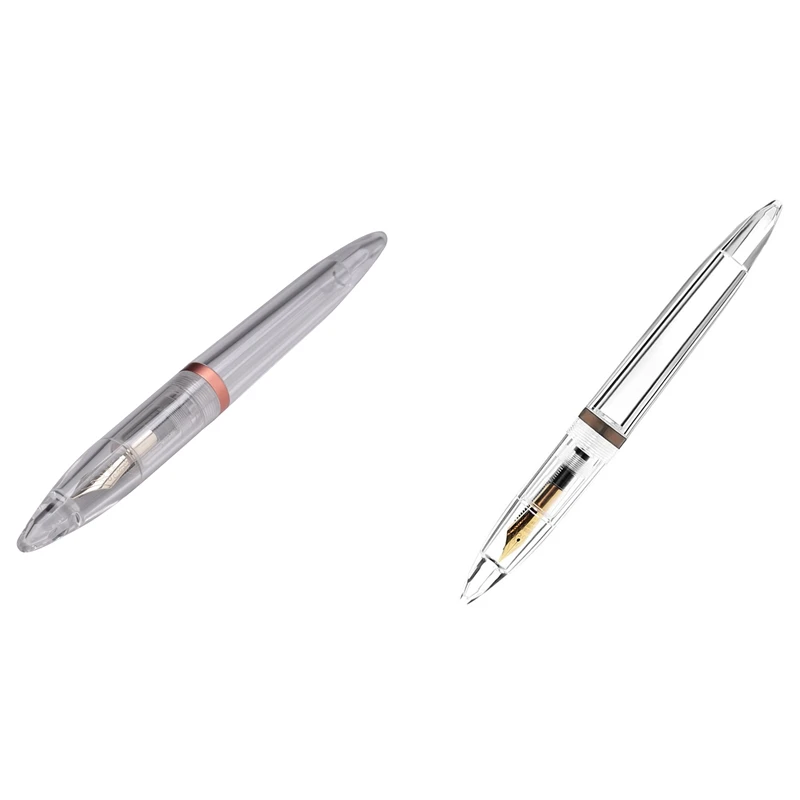 2 комплекта перьевой ручки с пипеткой диаметром 0,5 мм, прозрачные ручки большой емкости, школьные принадлежности для офиса, розовое золото и серый