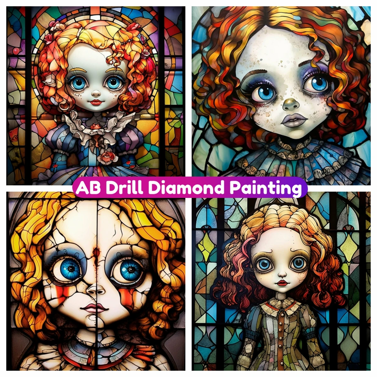 Кукла ужасов на Хэллоуин Glass AB Drill Алмазная живопись 5D Мозаика Вышивка крестиком Ручной работы Стразы Домашний декор