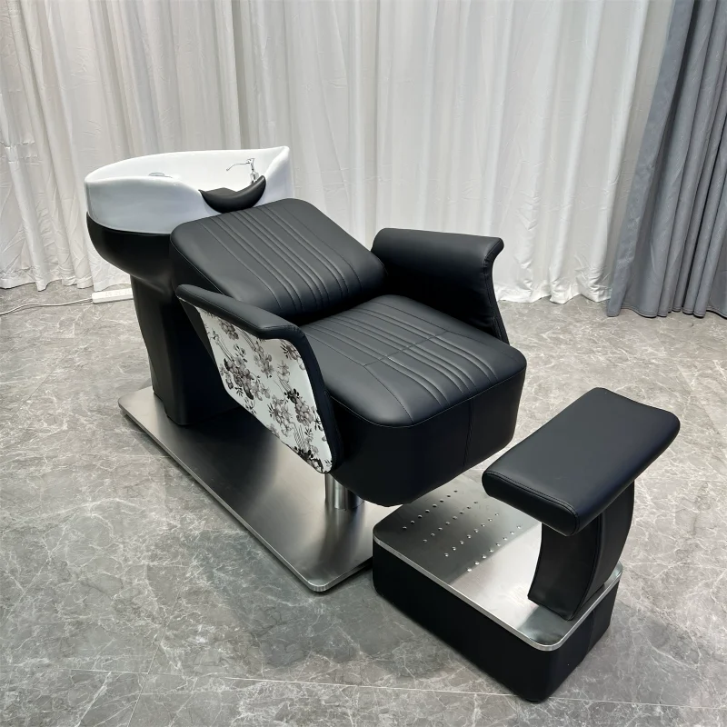 Массажные кресла для шампуня на заказ Парикмахерская Из нержавеющей стали Наполовину Лежащие Кресла для шампуня Мебель для салона Massageador QF50SC