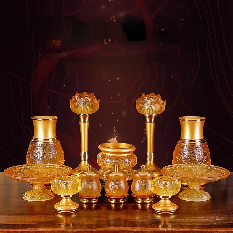 Лампа с лотосом, масляная лампа, держатель лампы, глазурованная подставка для свечей, бытовая масляная лампа, постоянный свет Будды, принадлежности Будды