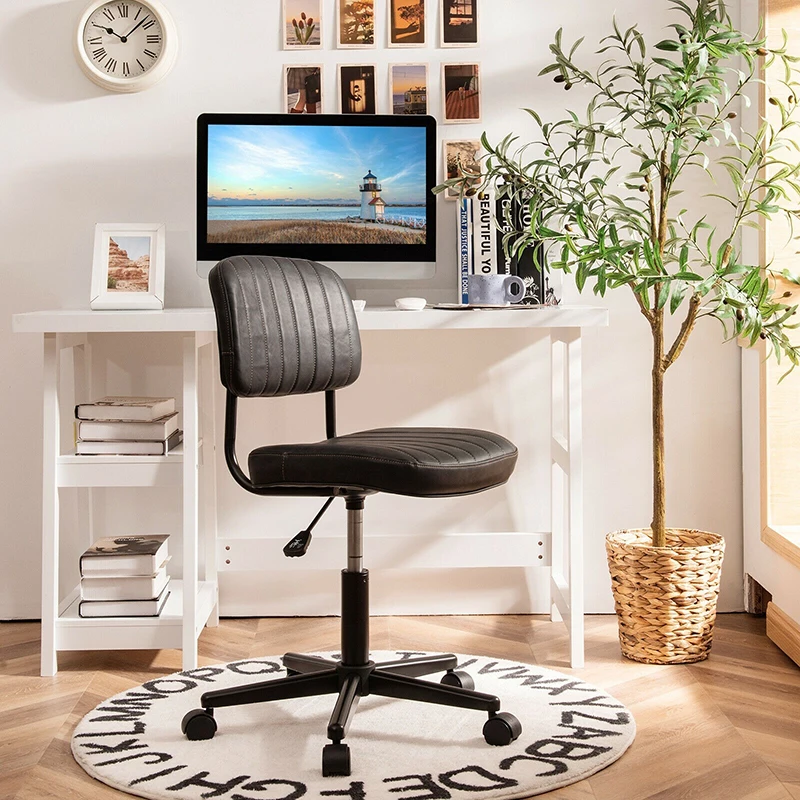 Регулируемое офисное кресло из искусственной кожи, поворотное рабочее кресло, обтекаемый дизайн, эргономичная спинка, офисные стулья с кожаной поверхностью премиум-класса