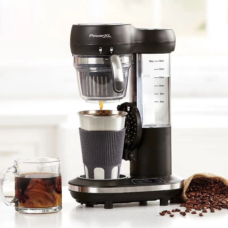 Кофеварка PowerXL Grind and Go Plus, автоматическая кофемашина на одну порцию с 16 унциями (4,1) 4,1 Звезды