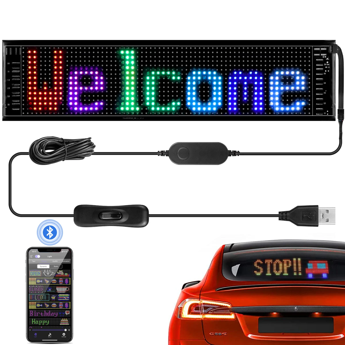 Умный программируемый светодиодный пиксельный экран дисплея USB Bluetooth Рекламная Неоновая световая вывеска DIY Прокрутка текстовой доски Анимация рисунка