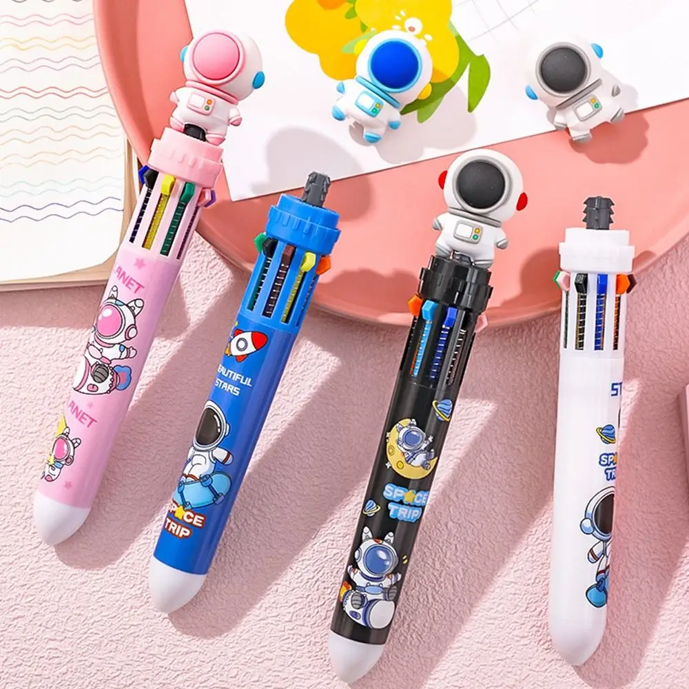 10 Цветов Пишущие инструменты Тип пресса Красочная заправка Подарочная шариковая ручка для студентов Гелевые ручки Нейтральная ручка в форме Астронавта