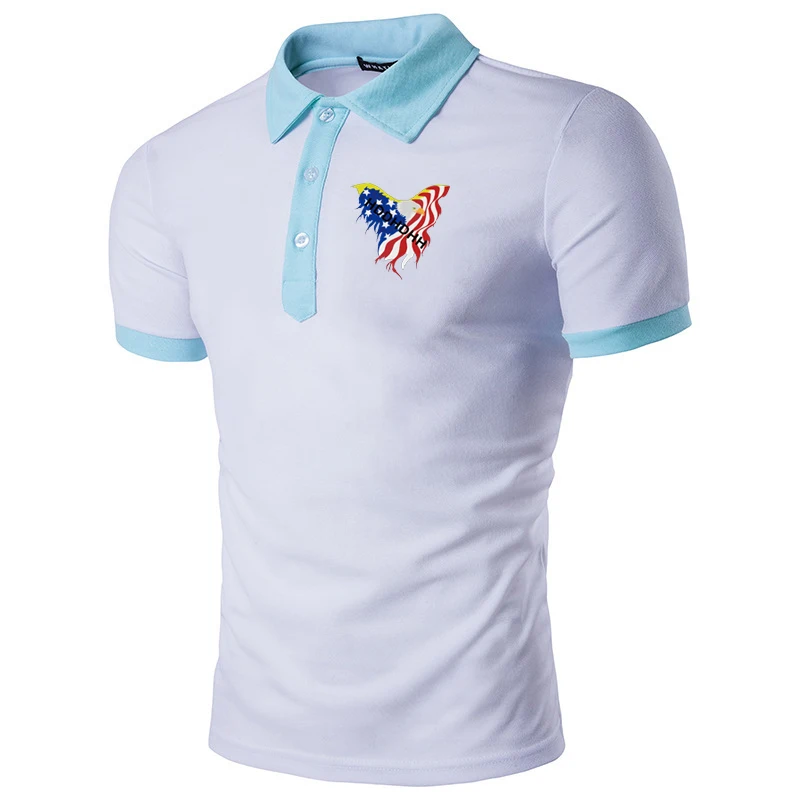 Летняя мужская футболка с воротником-поло в британском стиле с коротким рукавом
