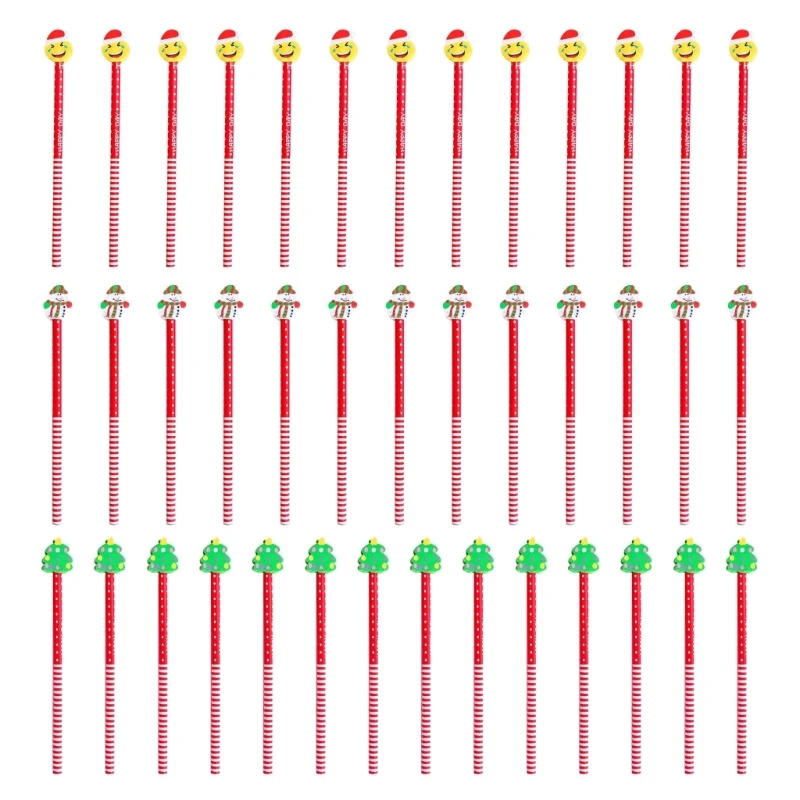 Упаковка из 40 Карандашей на Рождественскую Тематику Деревянные Карандаши с Ластиками Наполнители для Подарочных Пакетов для Рождественской вечеринки для детей Награда
