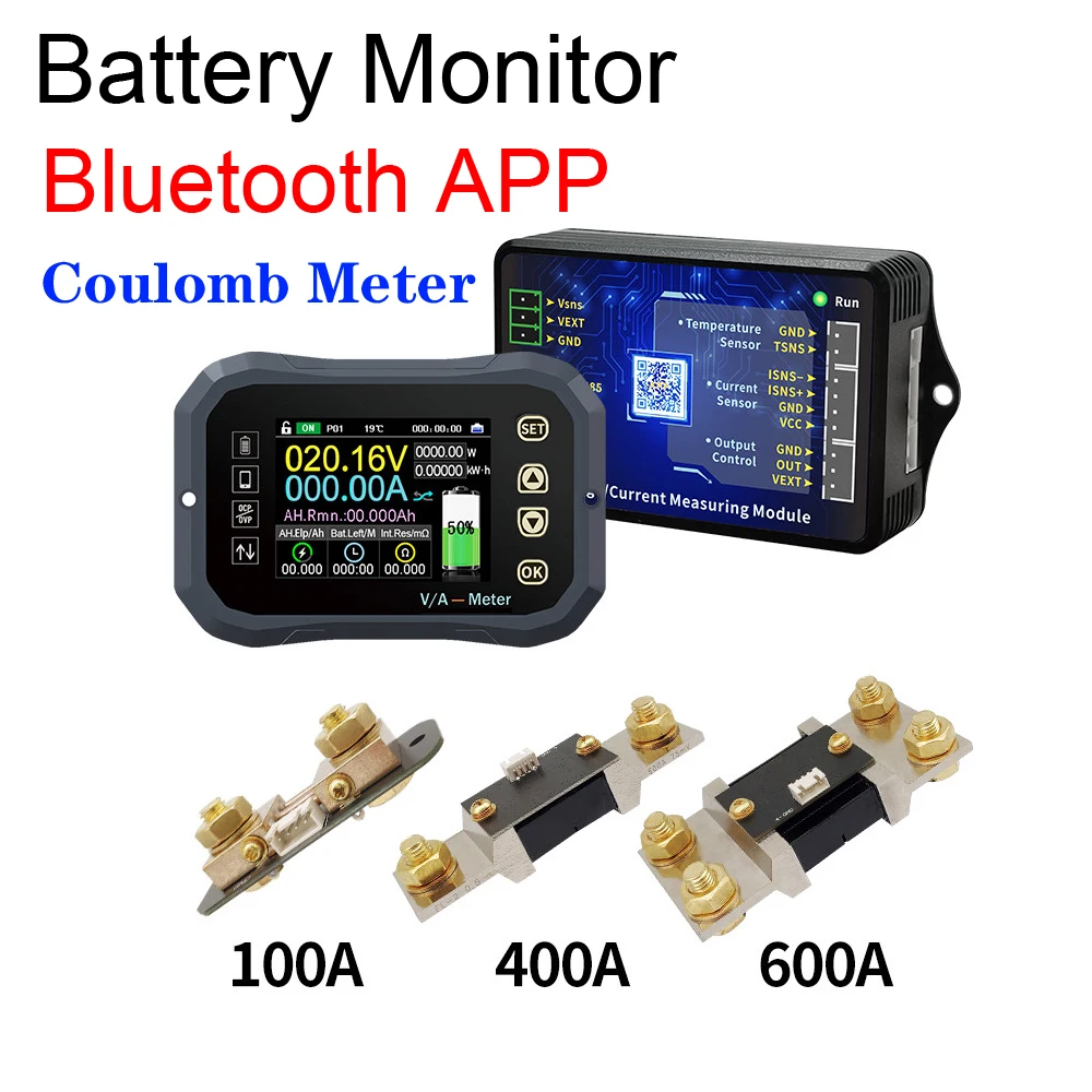 ​Bluetooth APP Цифровой Кулонометр Измеритель емкости Аккумулятора Монитор Постоянного тока 120V 100A 400A 600A для LiFePO4 Li-ion свинцово-кислотный литий