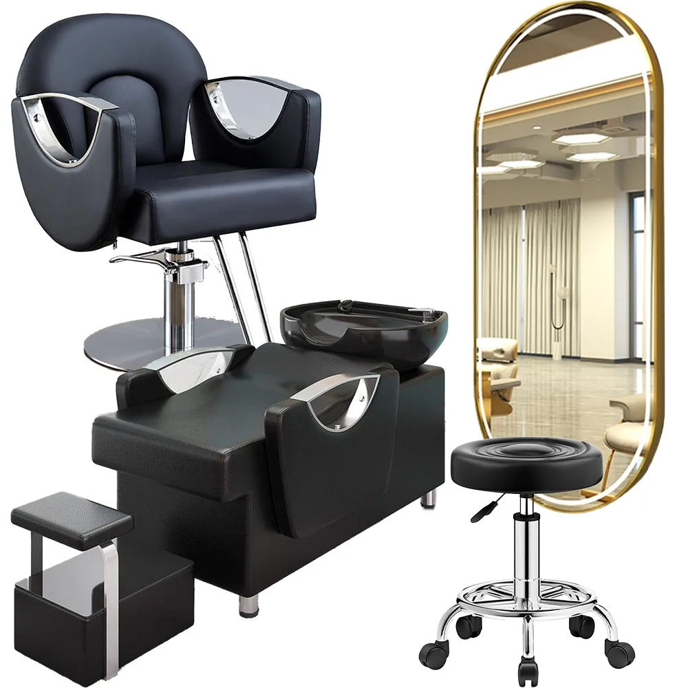 Комплект мебели для салона красоты 2024 года, комплект стайлинговых кресел для салона красоты, деревянное парикмахерское кресло