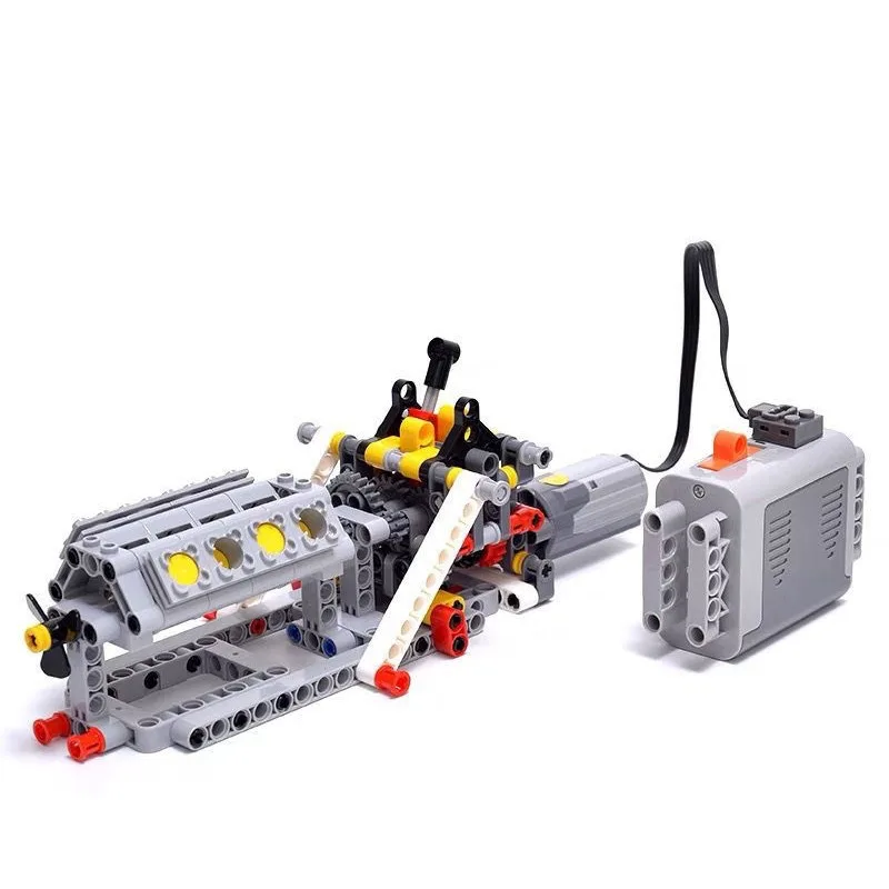 Конструкторский блок двигателя V8, комплект для сборки 4-ступенчатой коробки передач, игрушки для электромоторов 