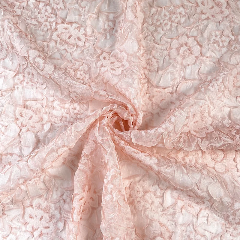 Полупрозрачная шифоновая ткань в складку с цветами грейпфрута Материал для шитья Ткань для одежды шириной 145 см Продается по метру
