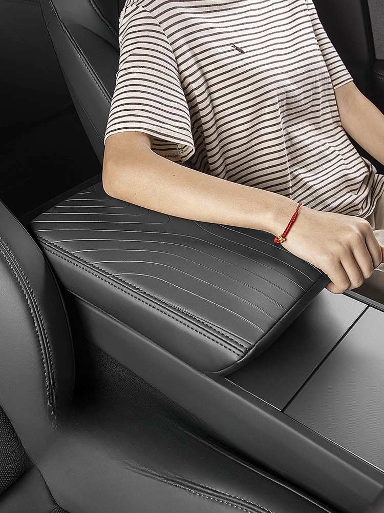 Для Tesla Модель 3 2023 Крышка центральной консоли, Накладка на Подлокотник автомобиля, Кожаная подушка для поддержки локтя от царапин, Аксессуары