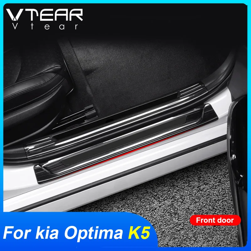 Vtear Автоматическая дверь Внешняя отделка порога Внутренняя отделка рамы крышки педали Хромированные Аксессуары для укладки KIA Optima K5 DL3 2021