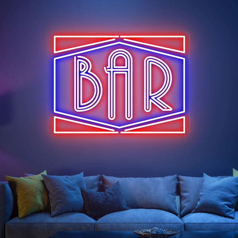 Неоновая вывеска бара Декор бизнес-логотипа Светодиодная неоновая подсветка Оформление кофейни для коктейлей на заказ Неоновые Вывески Персонализированные Подарки