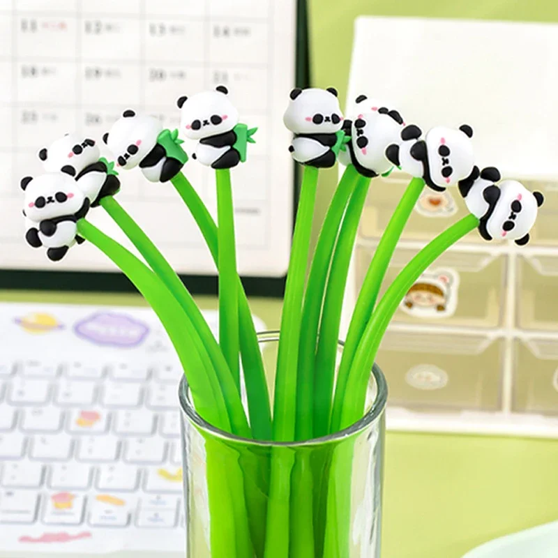 Силиконовая нейтральная ручка Cute Panda 0,5 мм, гелевые ручки с черными чернилами, канцелярские принадлежности Kawaii, Письменные принадлежности для студентов, подарок для детей, Офис, Школьные принадлежности