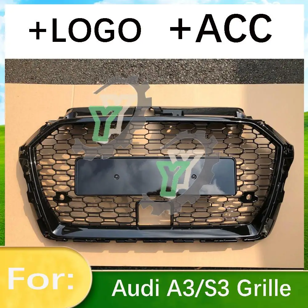 ACC Для Audi A3/S3 2017 2018 2019 2020 8V Решетка Переднего Бампера Автомобиля Центральная Панель Для укладки Верхней Решетки (Модифицирована для стиля RS3)