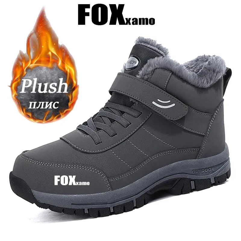 Foxxamo Велосипедные мужские зимние ботинки для активного отдыха Армейский зимний пеший туризм Плюшевые ботильоны, сохраняющие тепло, Водонепроницаемая обувь Рабочая обувь
