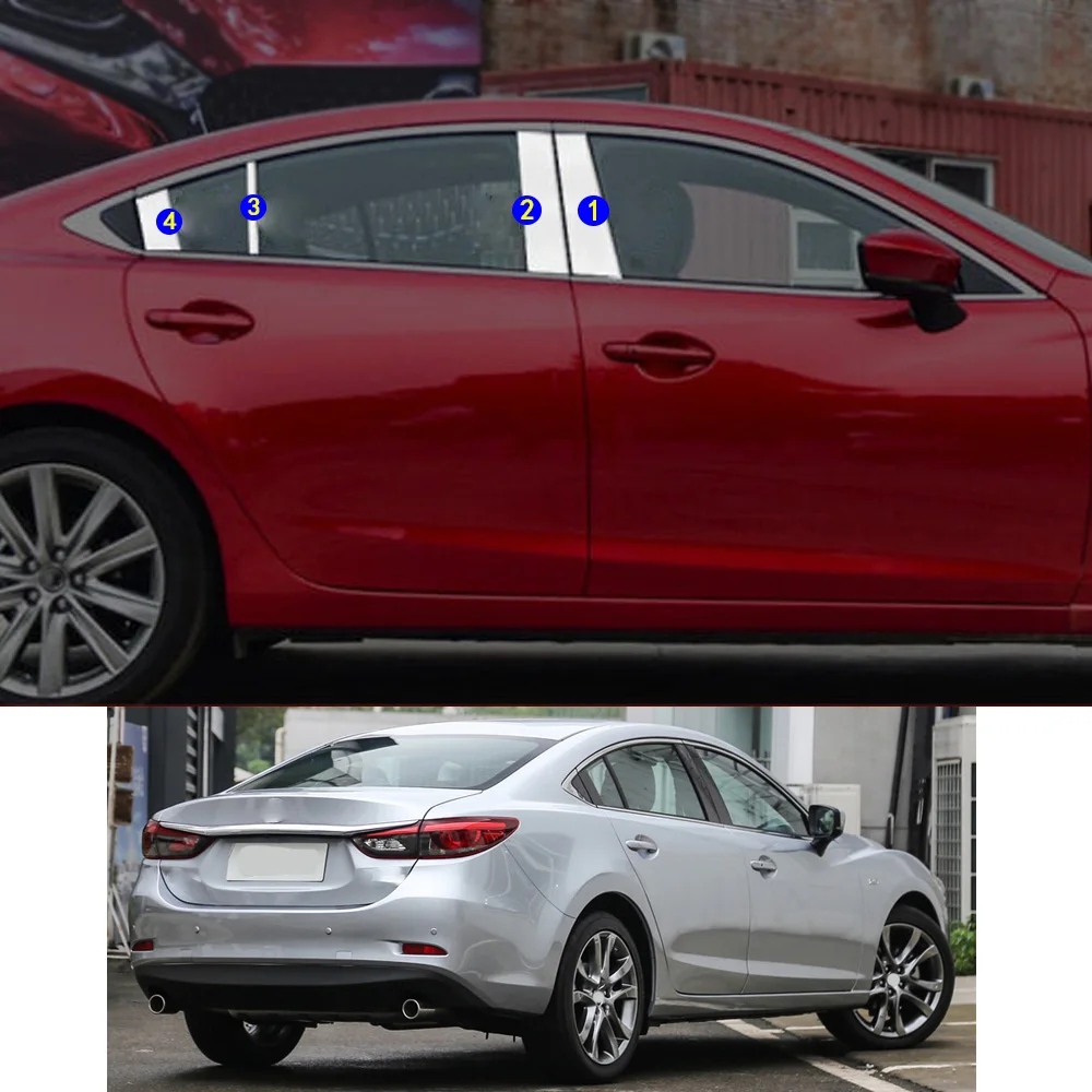 Для Mazda 6 Mazda6 Atenza 2014 2015 2016 2017 2018 Автомобильная наклейка, украшающая окно стойки, Средняя полоса, отделка рамы капотов