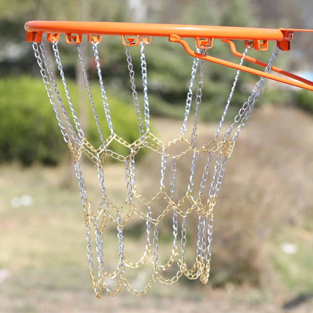 Баскетбольная сетка в помещении или на улице, красивый новый дизайн с пуговицами, Сетчатая сетка, Двухцветная, простая в установке, эффективный металл