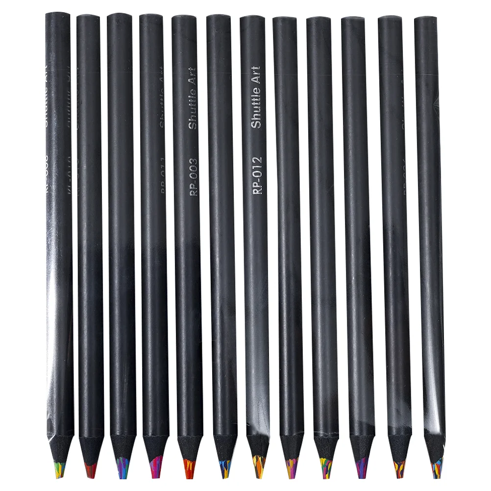 12шт Разноцветных карандашей для граффити, цветных карандашей с сердцевиной, деревянных карандашей для рисования, цветных карандашей для рисования