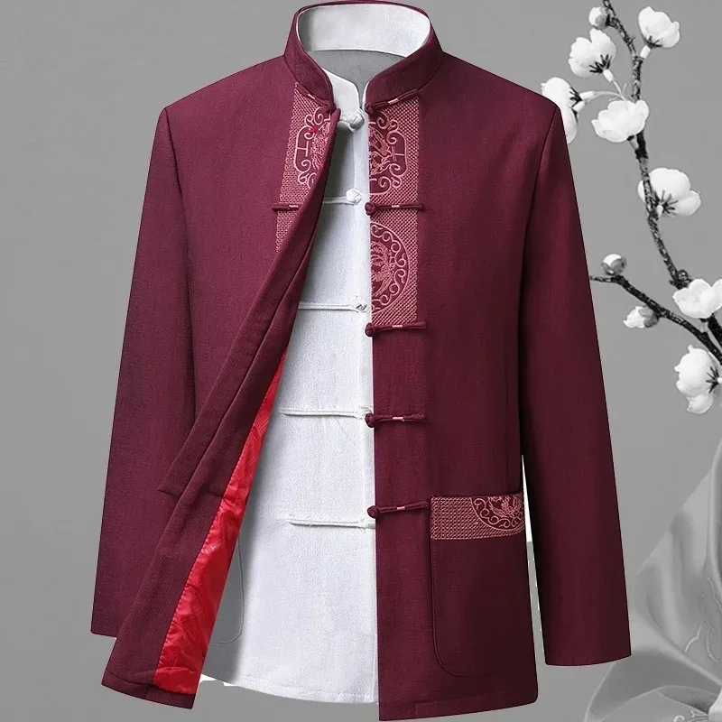 Китайская мужская куртка эпохи Тан, топы, китайская традиционная одежда, одежда для кунг-фу, официальная одежда для празднования китайского Нового года, рубашка, куртка