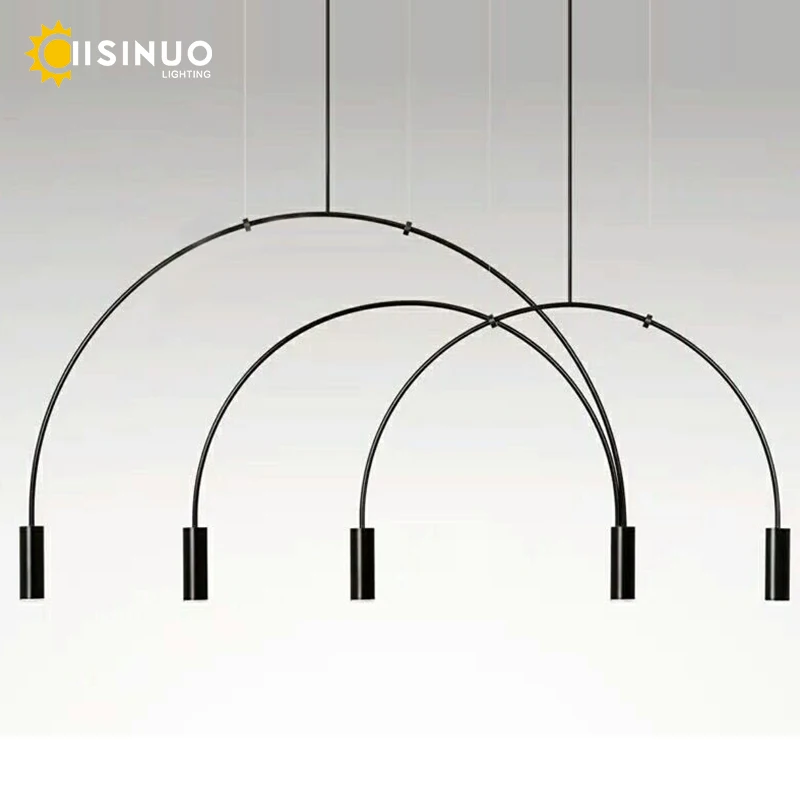 Постмодернистский минималистичный подвесной светильник Черные полукруглые лампы G9 для гостиной бара и кофейни Line Art Personality Lamp