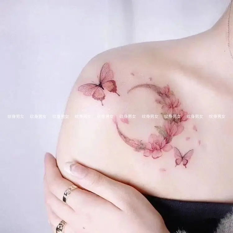 Сексуальные наклейки с татуировками в виде розового цветка и Луны, временные татуировки с бабочками, Y2K, поддельные татуировки, дешевые товары, фестиваль симпатичных тату