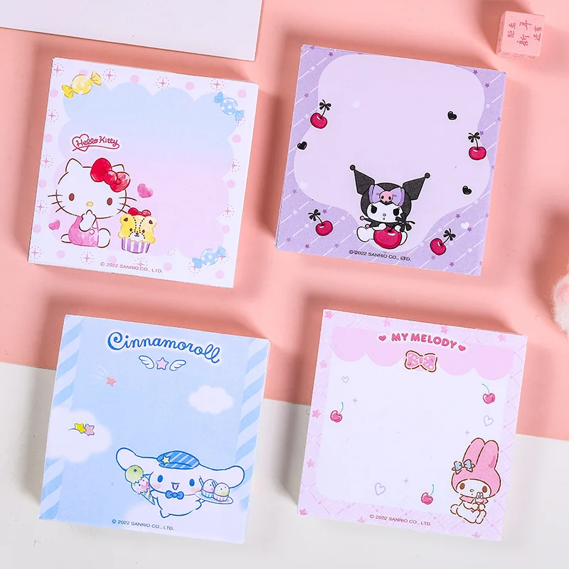 12шт Блокнот Sanrio на 100 листов Kuromi Cinnamoroll Hello Kitty Melody Не наклеивается Блокнот для заметок Канцелярские принадлежности