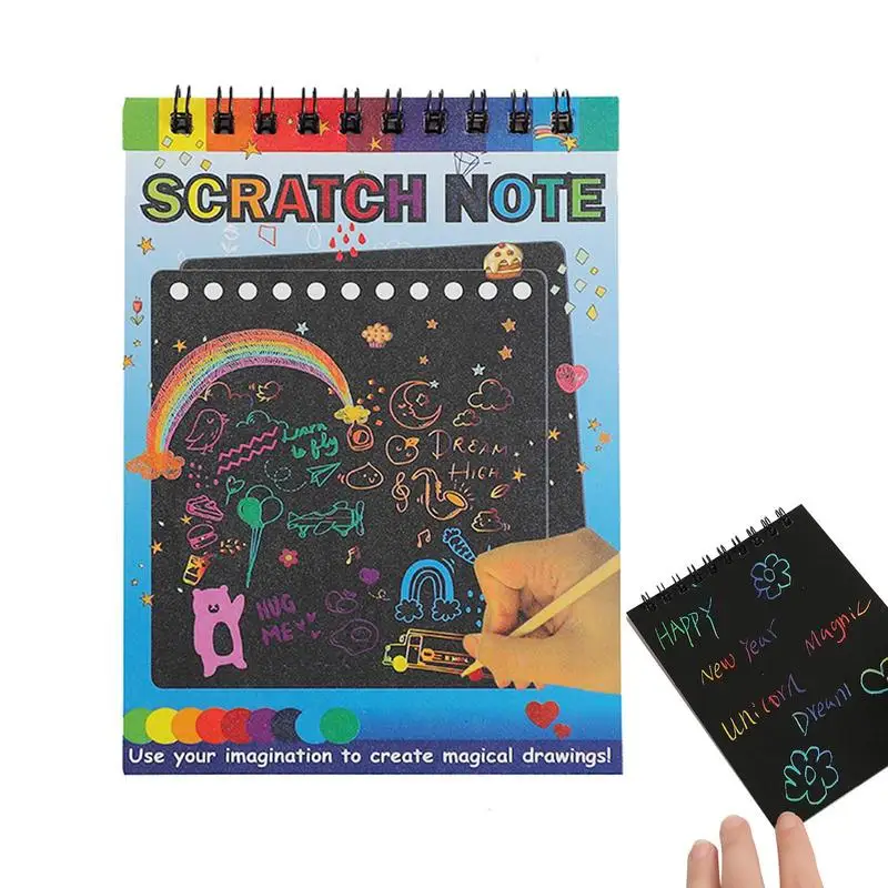 Рисование по царапинам, детские игрушки, 10 шт., подарки для вечеринки с радужной царапиной, Мультяшная детская бумага, инструмент для граффити своими руками, Rainbow Scratch Party