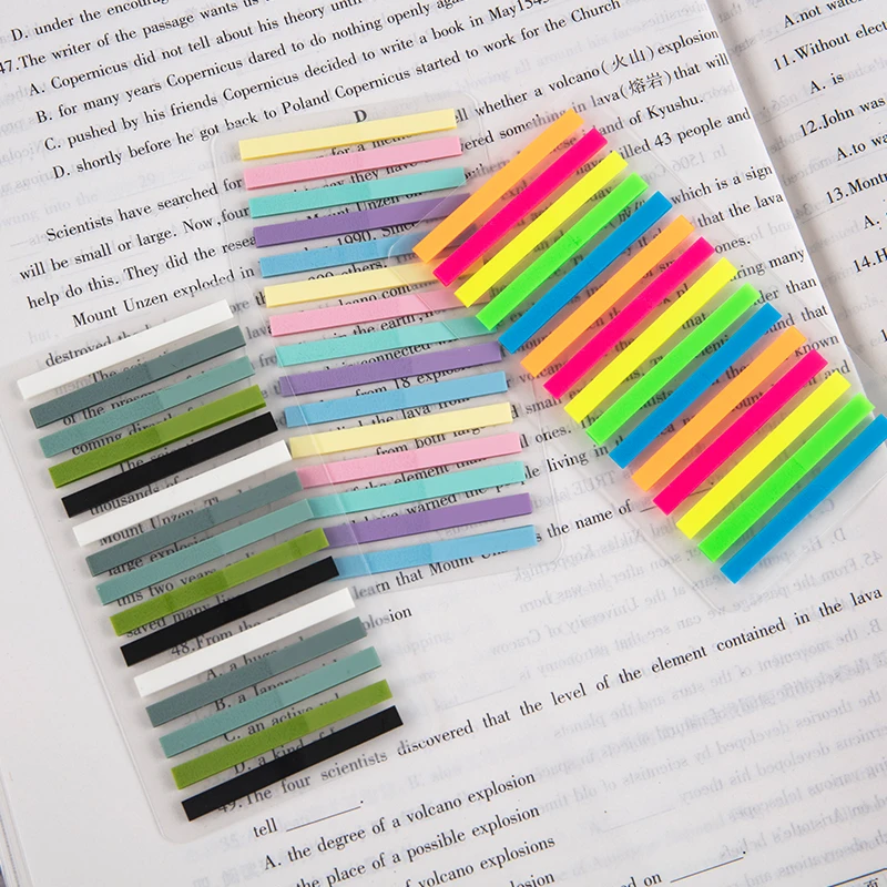 На новой ультратонкой наклейке с указателем в виде узкой полоски можно писать цветные прозрачные заметки, чтобы наклеивать этикетки для заметок из книг для чтения