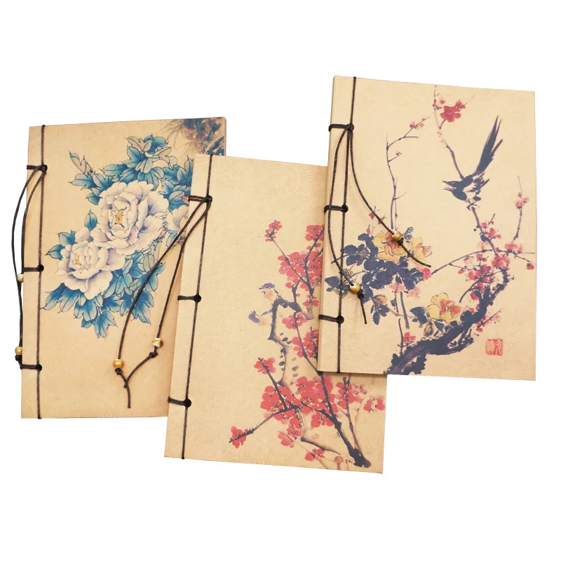 Классический Блокнот ручной работы 32K с традиционной китайской живописью, серия Винтажных канцелярских принадлежностей для переплета нитками